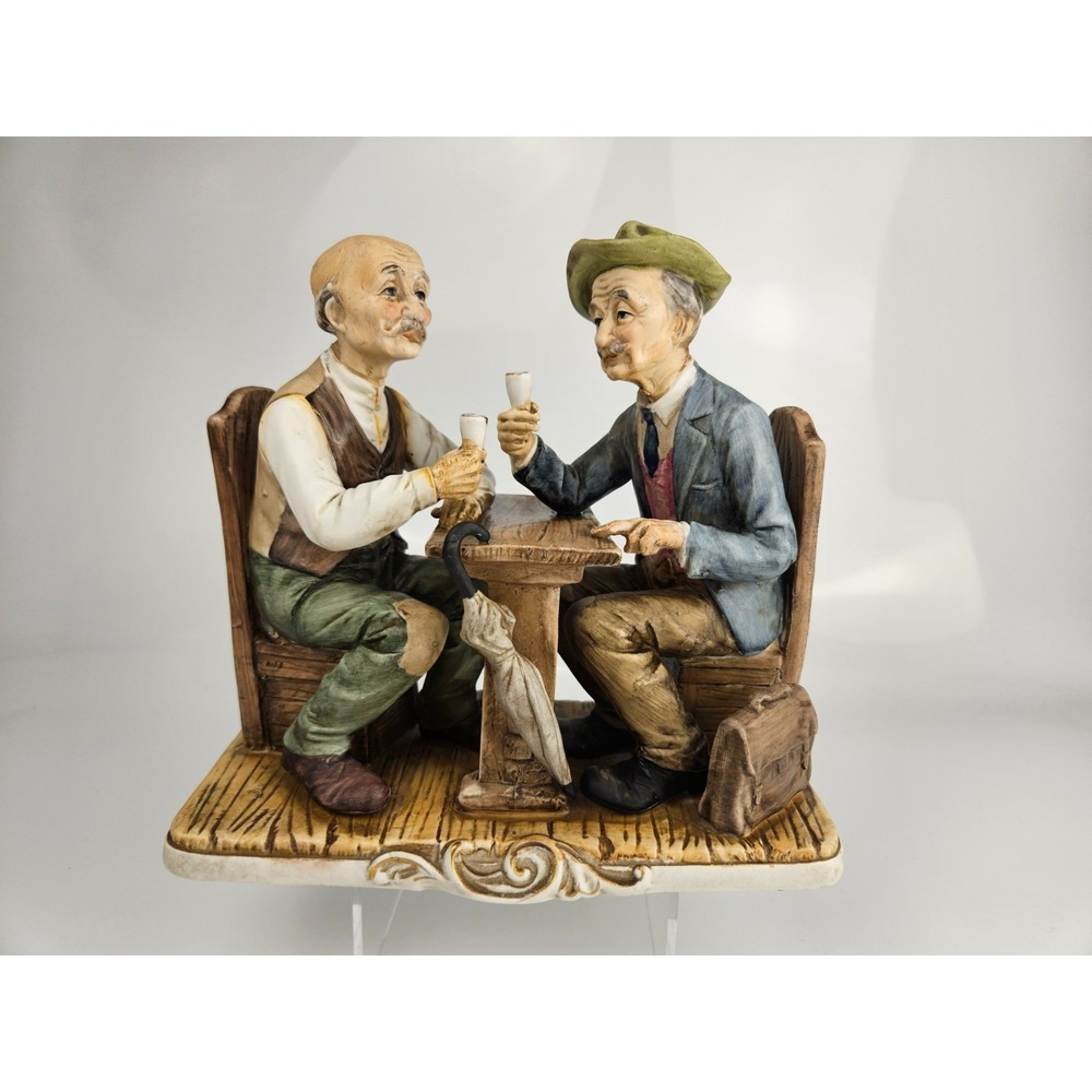Vintage Tavern Figurine Two Men Drinking Rustic‎ Village Scene